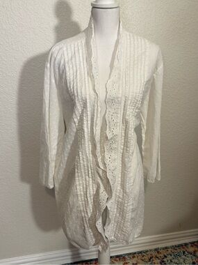 Shabby Chic Pink Eyelet Open Cardigan